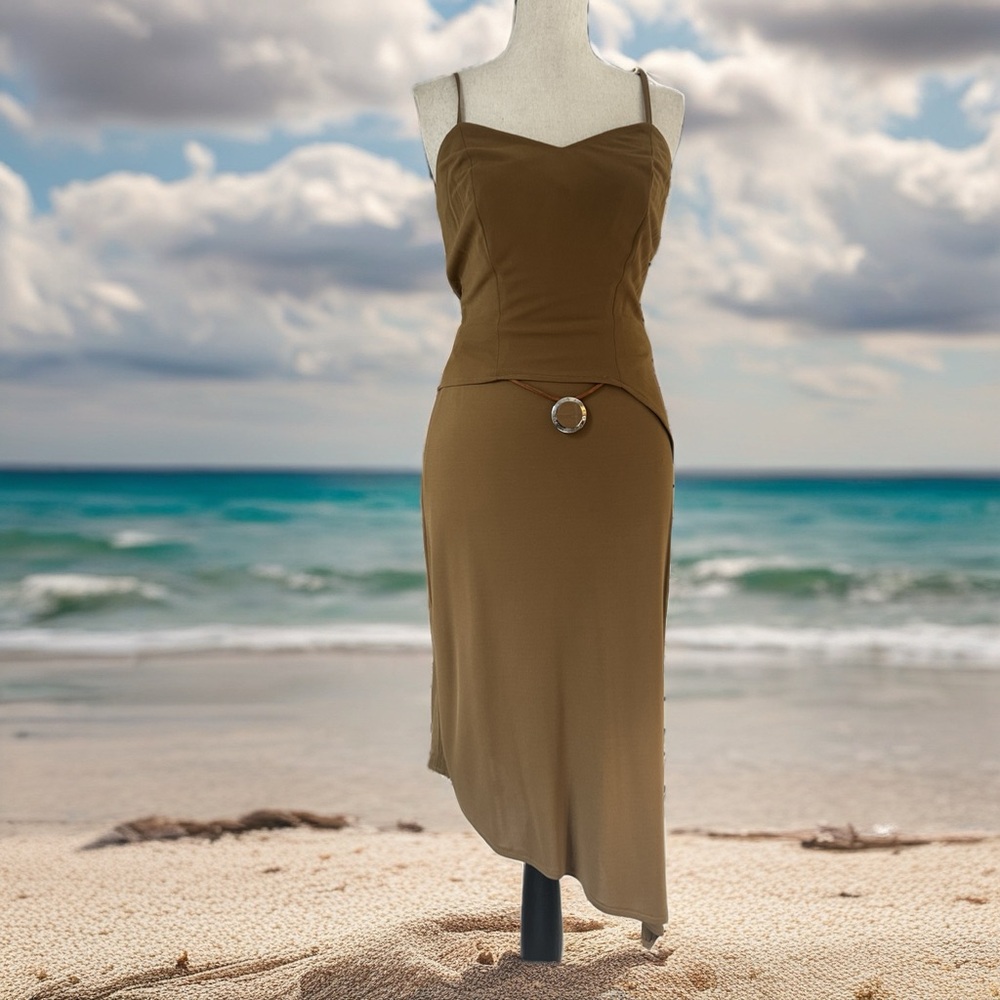 Manigance/Paris Golden Tan Skirt and Top with Spaghetti Straps